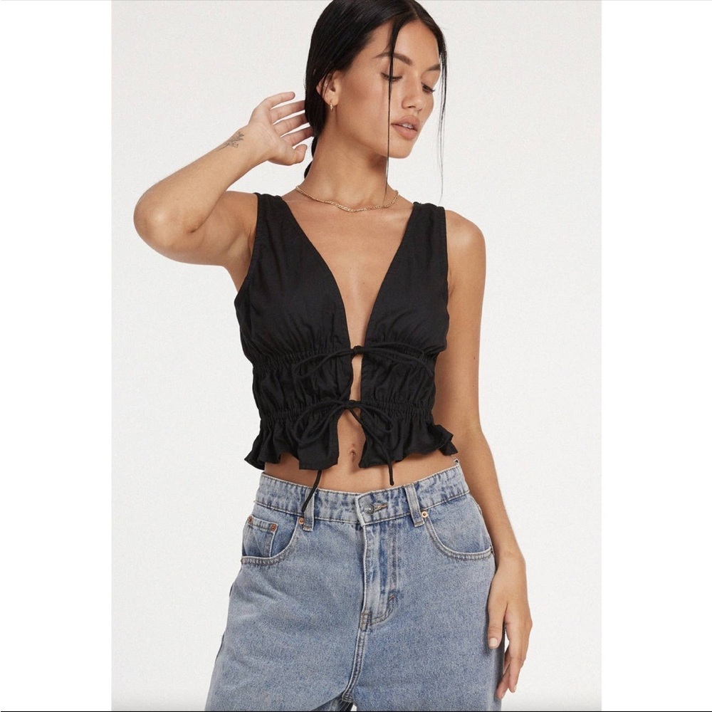 Motel Rocks cotton tie front tank XS